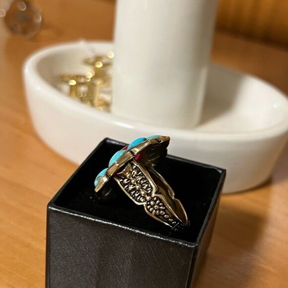 NWOT Barse Turquoise & Red Floral Ring size 8 - Picture 2 of 5